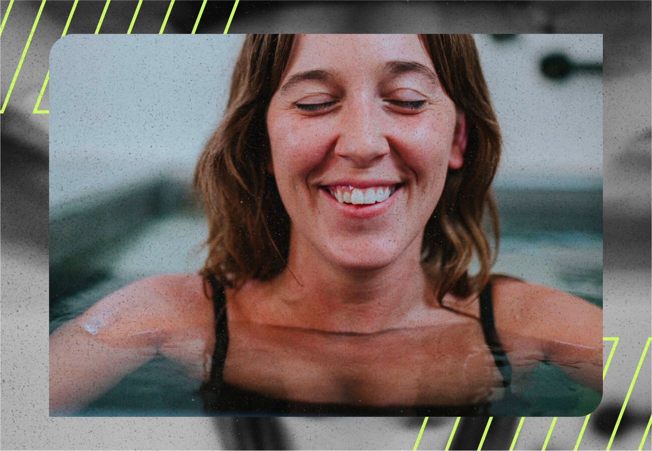Woman in a cold plunge pool