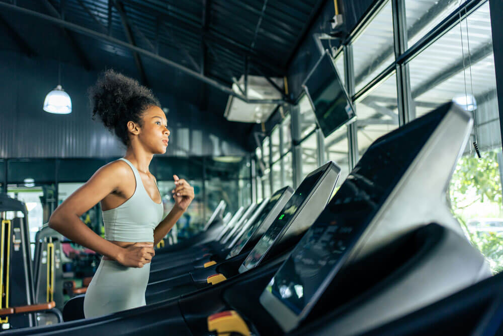 Person running on a treadmill