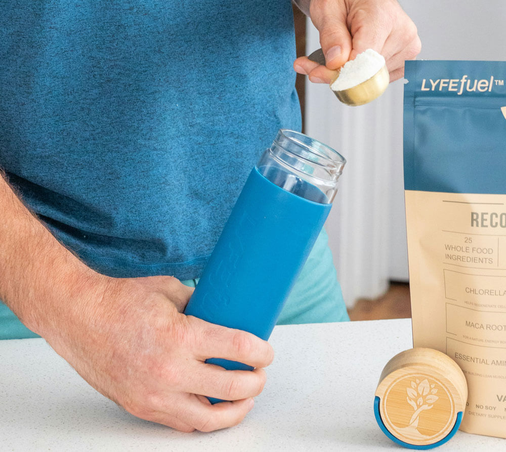 Man making a protein drink
